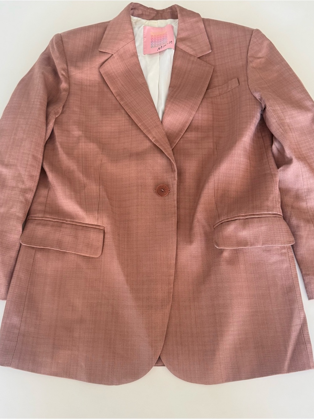 Sandro Rose-Pink Single-Button Tailored Blazer